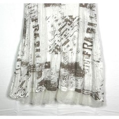 Gershon Bram Cap Sleeve Post Print Layered Tulle Hemline Dress White Women Large