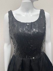 RIMINI Party Dress Size 4 Black Sequin Silk Flared Skirt WhimsiGoth Fairy Core