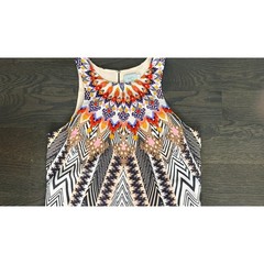 HD In Paris Anthropologie Silk Sleeveless Midi Dress Colorful Boho Resort 8