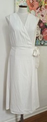 NWT Mango MNG White Wrap Dress Sleeveless Midi Side Tie Women&rsquo;s Size 8 US/L EU