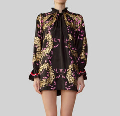 Cynthia Rowley Black Marseille Floral 100% Silk Shift Mini Dress Size 2 NWT