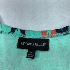 My Michelle Mini Dress Womens Size Medium Green Pattern Sleeeveless