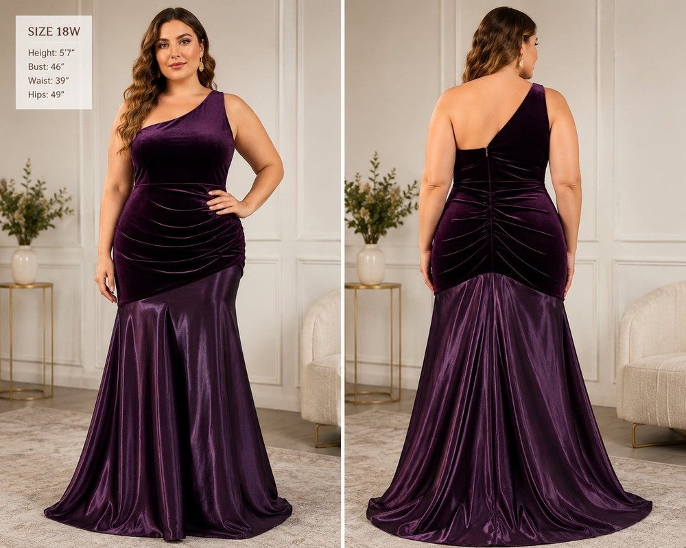 Wear your love One-Shoulder Velvet and Satin Mermaid Gown