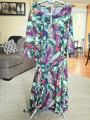 NWT Ashley Stewart sz 30 / 32 linen blend maxi tropical dress