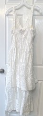 Figue White Floral Jacquard Hi-Low Ruffle V-Neck Sleeveless Dress Size 8