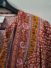 Knox Rose Dress Womens M Rust Burnt Short Sleeve Tassel Geometric Boho Peasant