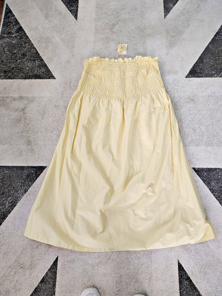 SUMMER Yellow Sundress Strapless 100% COTTON Size: XL Cottagecore H&M