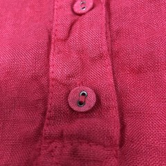 Linen Popover Shirt Dress Italy Mandarin Collar Roll Tab Sleeve Small Coral Pink