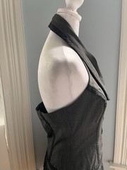 Vintage Y2K BEBE Double Breasted Halter Backless Mini Dress gray 8 Fits 4 S
