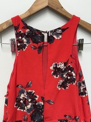 Free People Flutterby Printed Mini Dress Red/Black Floral Sz 12 Fit N Flare EUC
