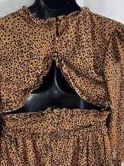 women&rsquo;s deep v neck ruffle animal print mini dress size small cutout back