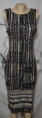 SILENCE + NOISE Black Gray Patterned Sleeveless Midi Dress Partial Open Back