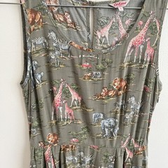 Cath Kidston Khaki Green Animals Safari Zoo Sleeveless Dress – Size UK 8