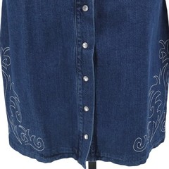 Avec Les Filles Denim Mini Dress Size 6 NWT Embroidered Western Snap Square Neck