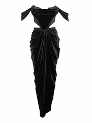 Miss Circle Women’s Black Velvet Lace 2-Piece Set Off-Shoulder Top & Skirt L