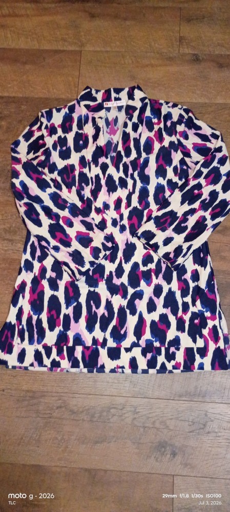 Jude Connally Women&rsquo;s Long Sleeve Leopard Print Shift Dress Size Medium Stretch