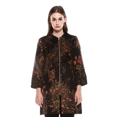 Kedu Batik Women&rsquo;s Batik Tunic Dobby GANESHA Black Formal Women&rsquo;s Fur Tunic