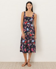 PACT Organic Fit & Flare Square Neck Dress, Dayspring Blooms Multi