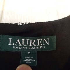 RALPH LAUREN Black white Ruched Ruffled Cuff Plaid Long Sleeve VNeck Size 8