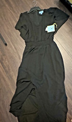 CeCe Women&rsquo;s Smocked Waist Flutter Sleeve Midi Dress Black XS