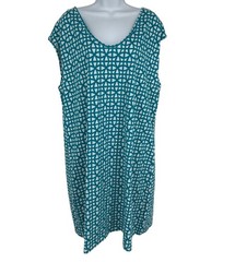 Isaac Mizrahi Live Cap Sleeve Scoop Neck Geometric Print Dress Women&rsquo;s Size 1X
