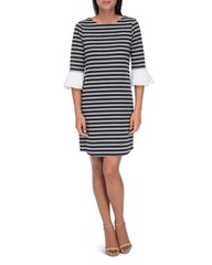 $180 B Collection By Bobeau Women&rsquo;S Blue Striped Tiered Bell Sleeve Dress Size S
