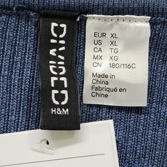 NEW H&M Divided Dress Size XL Blue Rib Knit Plunge Scoop Back Trumpet Sleeves