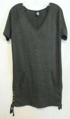Bobeau Gray Laced Sides V Neck Knee Length Dress Size Small EUC