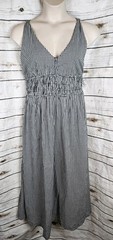 Lucky Brand Black Gingham Check Midi Dress XXL Smocked Sleeveless 100% Cotton