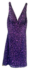 Scala Dress Sz 2 Vtg Silk Beaded Purple Formal Holiday Sequins Y2K Cocktail