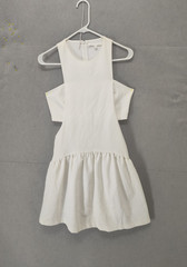 Endless Rose Women Dress Small Off White 100% Polyester Cut Out Ruffle Mini
