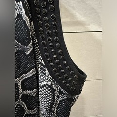 Michael Kors Black and Gray Snake Print Beaded Midi Dress- size 8