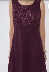 CDC Petites 8 Purple Metallic Floral Lace Sheath Dress Sleeveless Scoop Zip