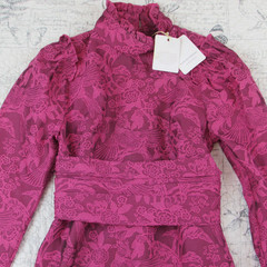 NEW $700 Scanlan Theodore Phoenix Weave Fushia Silk desingner mini dress US 2