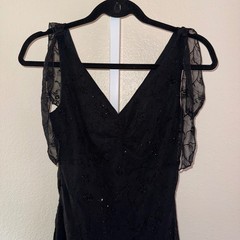 Speechless Women Y2K Whimsigoth Grunge Black Glitter Tie Strap Midi Dress M 90&rsquo;s