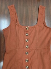J For Justify Womens Rust Button Front Mini Dress Sleeveless A Line Boho Size M