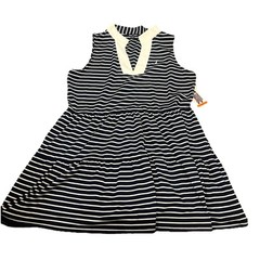 NWT Women&rsquo;s Navy/Ivory NAUTICA Stripe Collard Sleeveless Summer Dress *SMALL*