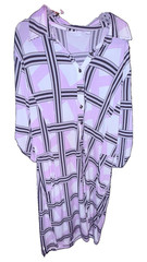 New York & Company Purple Geometric Shirt Dress V-Neck 3/4 Sleeve