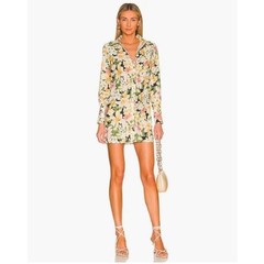 REVOLVE MORE TO COME Floral Mini Shirt Dress Womens Medium Button Down Sleeve
