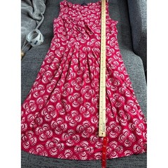 Lands End Red White Shell Print Sleeveless V-Neck Fit & Flare Dress Womens XL 18