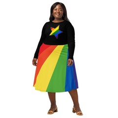 Star Rainbow Pride Designer Original Long Sleeve Dress with POCKETS!