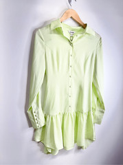 GRLFRND Mini Dress Extra Small Button Down Long Sleeve Lime Green