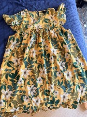 WHO WHAT WEAR Women&rsquo;s Yellow Green White Floral A-Line Short Dress L
