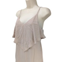 Pretty by Rory Maxi Dress Gown Beige Nude Sleeveless Back Slit Lined Size XS