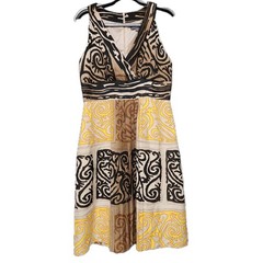 Liz Claiborne Sleeveless Empire Waist Dress Size 10 Resort Vacation Boho Scroll