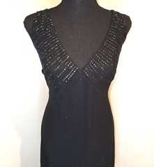 Andrea Smith Petites Sz 6 Black Sleeveless Chiffon Sequin Fit Flare Dress Formal