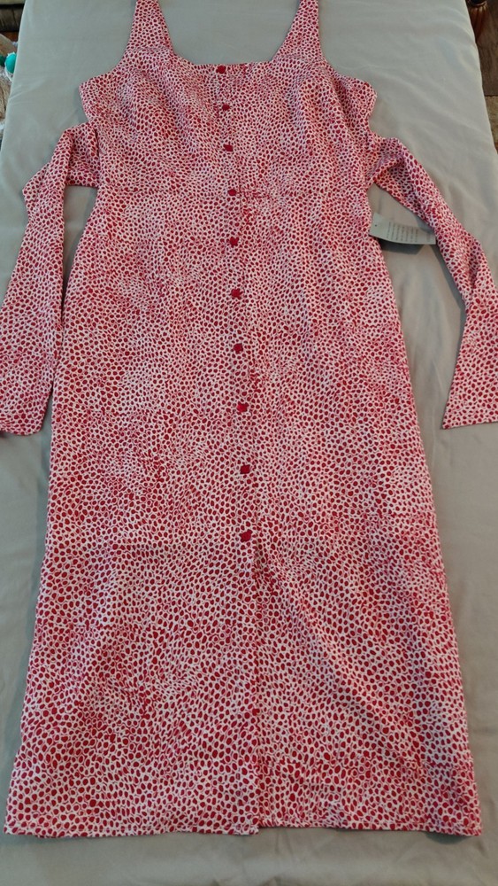 Chelsea28 Womens S Red/White Midi Slip Dress Square Neck Tie Back NWT