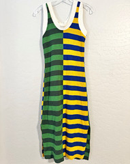 Multicolor Striped Knit Scoop Neck Midi Bodycon Tank Dress, Stretch S