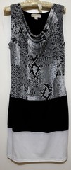 Michael Kors Women White & Black Leopard Print Sleeveless Sheath M 8/10 Dress