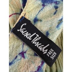 Sacred Threads Tie Dye Viscose Free Size Dress Blue Yellow Bohemian Summer Beach